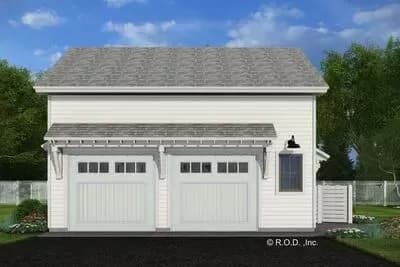 2-Car Traditional Garage Plan with Bonus Room Above