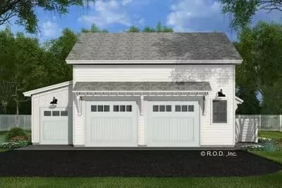 2-Car Traditional Garage Plan with with Golf Cart Bay and Bonus Room Above