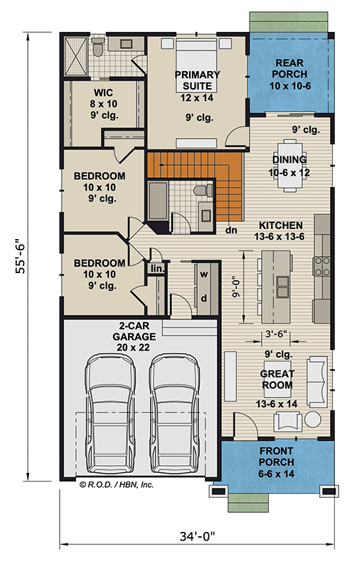 Plan 14998RK: 3-Bedroom Traditional House Plan with Split Bedrooms - Floor Plan - Main Level - Traditional