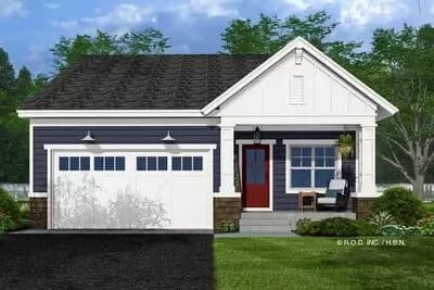 3-Bed Craftsman-Style House Plan with Open Kitchen and Dining Area - 1319 Sq Ft