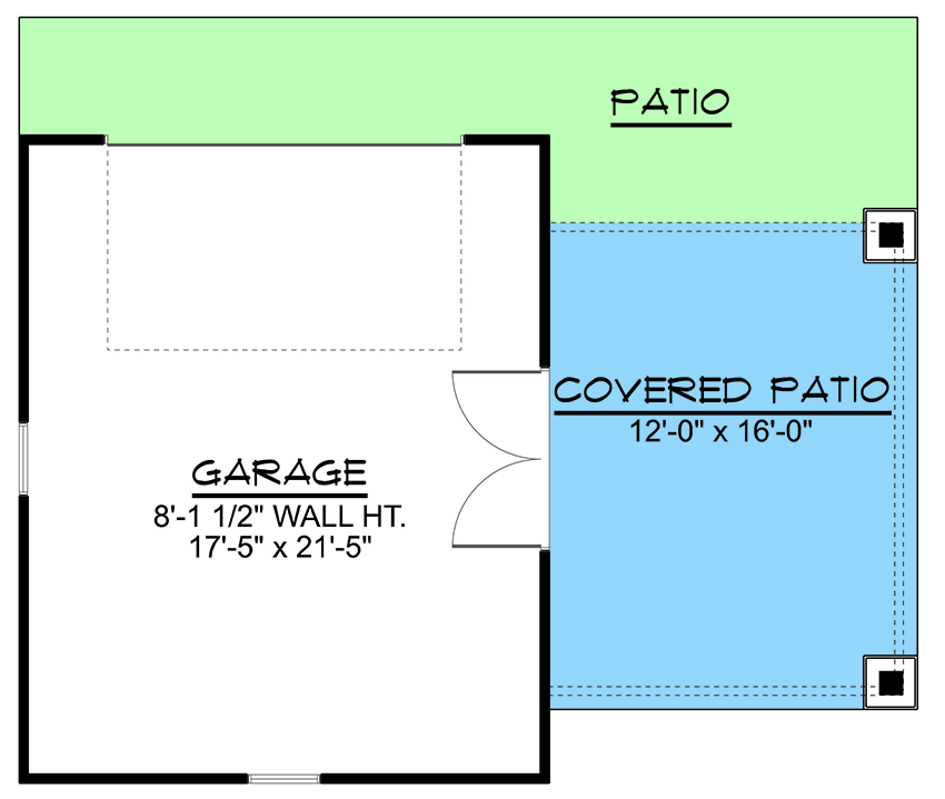 Plan 135335GRA: 1-Car Country Garage Plan with Covered Patio - 396 Sq Ft - Floor Plan - Main Level - Country, Craftsman