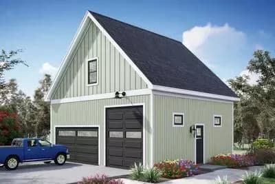 Detached 3-Car Garage Plan with Optional Second Level Loft - 992 Sq Ft