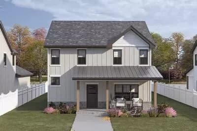 3-Bed Traditional House Plan with Rear Entry Garage - 1708 Sq Ft