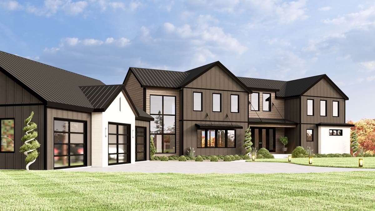 Plan 135337GRA: 4-Bed Contemporary Barn-Style House Plan with 3-Car Garage - 4429 Sq Ft - Image #7 - Contemporary, Modern Farmhouse, New American