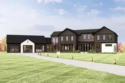 4-Bed Contemporary Barn-Style House Plan with 3-Car Garage - 4429 Sq Ft