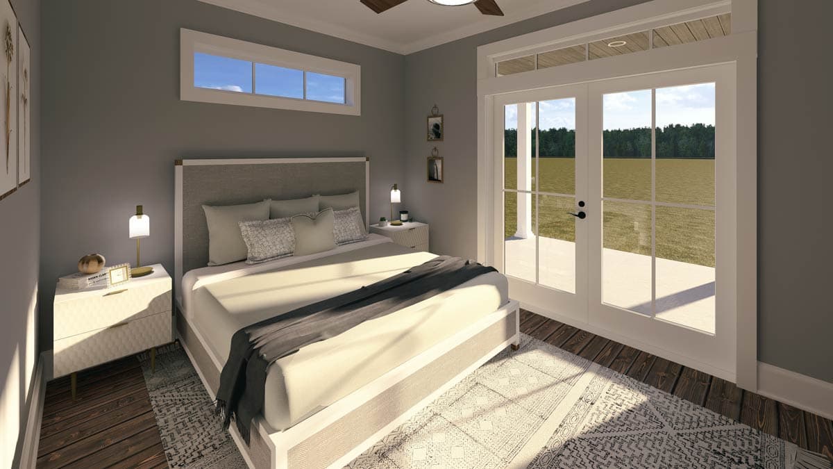 Plan 25058DH: 2-Bed Country Vacation House Plan with 10-Foot Deep Covered Front Porch - 1060 Sq Ft - Image #9 - Country, Ranch, Vacation