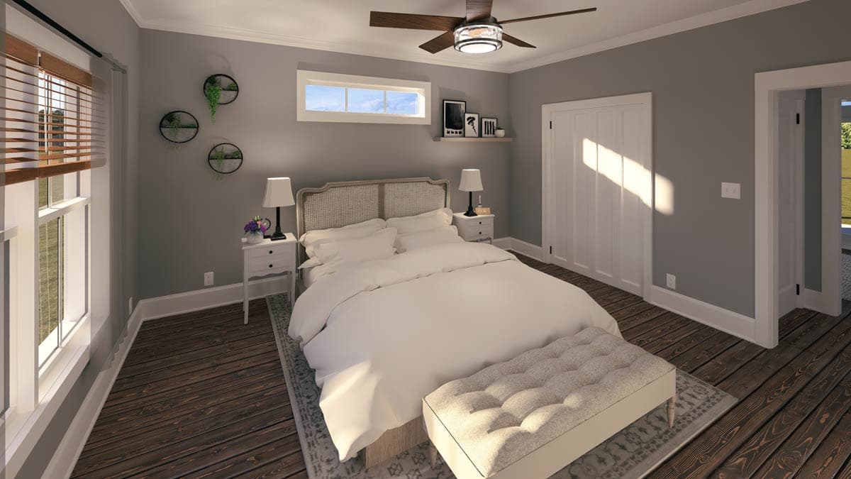 Plan 25058DH: 2-Bed Country Vacation House Plan with 10-Foot Deep Covered Front Porch - 1060 Sq Ft - Image #12 - Country, Ranch, Vacation