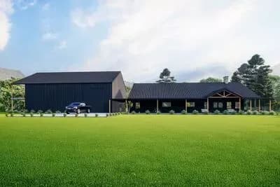 3-Bed Metal Framed Barndominium House Plan with Workshop Garage - 3500 Sq Ft