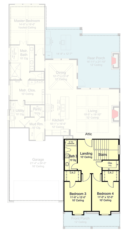 Plan 860082MCD: Two-Story Southern Louisiana House Plan with Outdoor Kitchen and Fireplace - 2665 Sq Ft - Floor Plan - 2nd Floor - Louisiana-Style, Southern