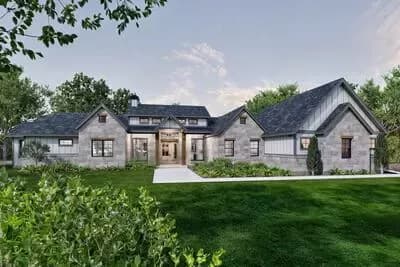 5-Bedroom Hill Country House Plan with Game Room and Outdoor Kitchen - 3747 Sq Ft