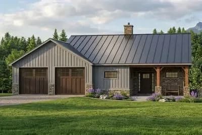1-Bed Rustic Mountain House Plan with Optional Lower Level - 1484 Sq Ft