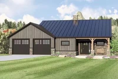 1-Bed Rustic Mountain House Plan with Optional Lower Level - 1484 Sq Ft