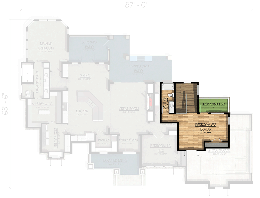 Plan 307742RAD: Country House Plan with Screened Porch and Outdoor Kitchen - 2542 Sq Ft - Floor Plan - 2nd Floor - Craftsman, Hill Country, Mountain