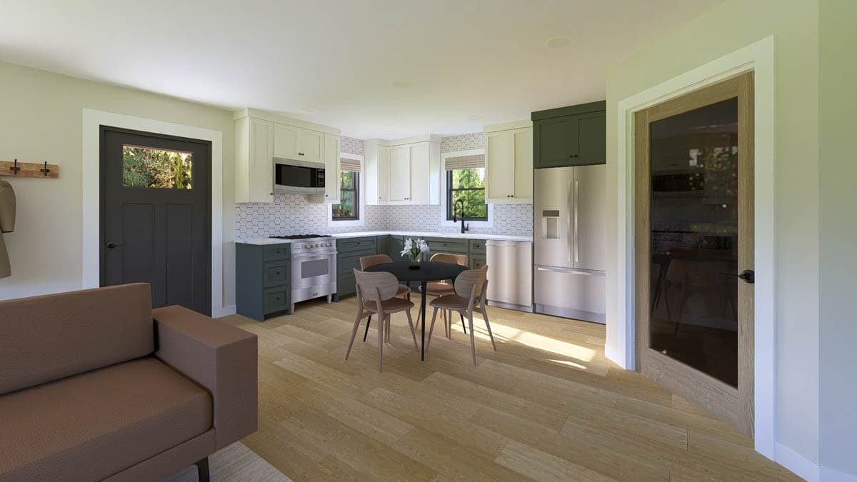 Plan 135340GRA: 1-Bed Country House Plan with Wrap-Around Porch Under 1000 Sq Ft - Image #6 - Country, Ranch