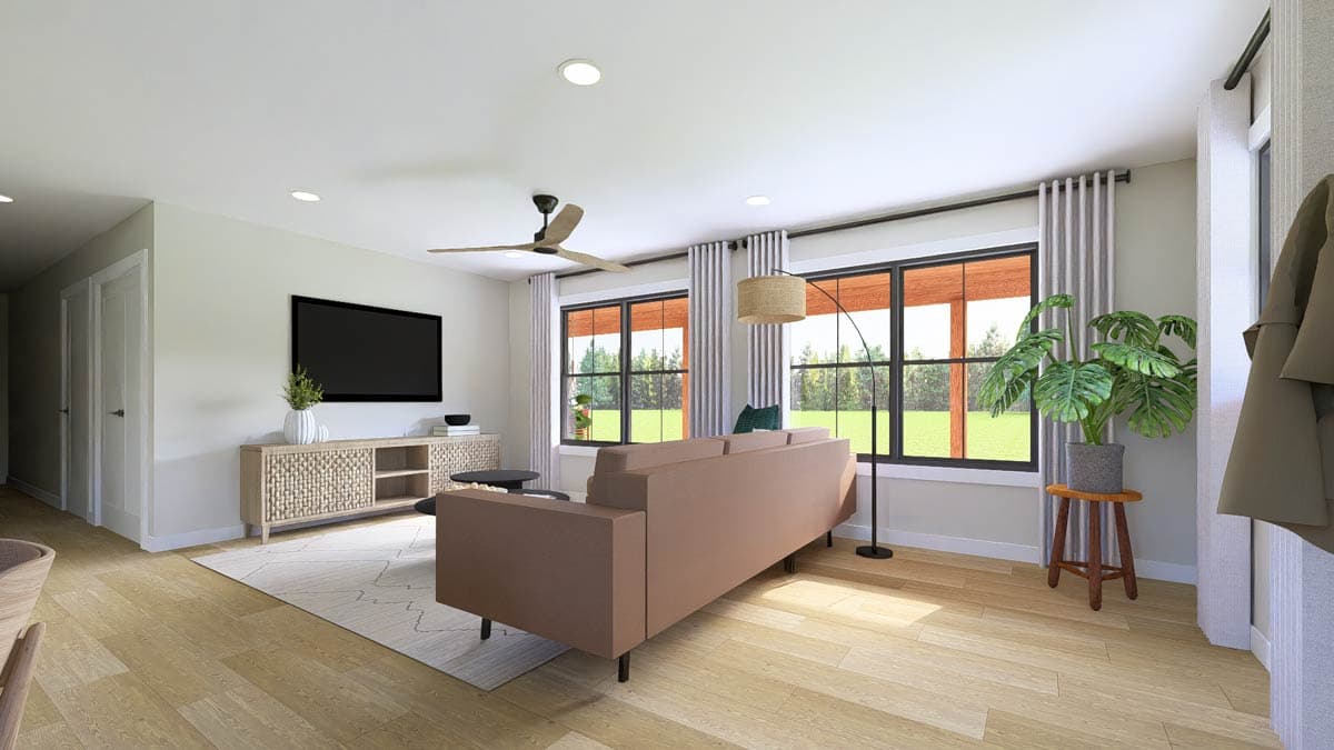 Plan 135340GRA: 1-Bed Country House Plan with Wrap-Around Porch Under 1000 Sq Ft - Image #7 - Country, Ranch