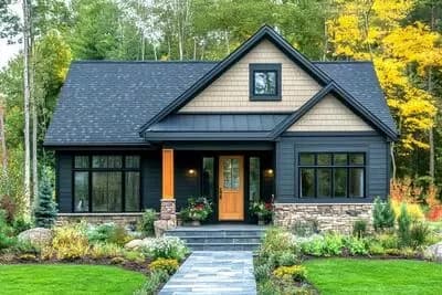 Charming 3-Bedroom Modern Cottage House Plan with Flexible Third Bedroom