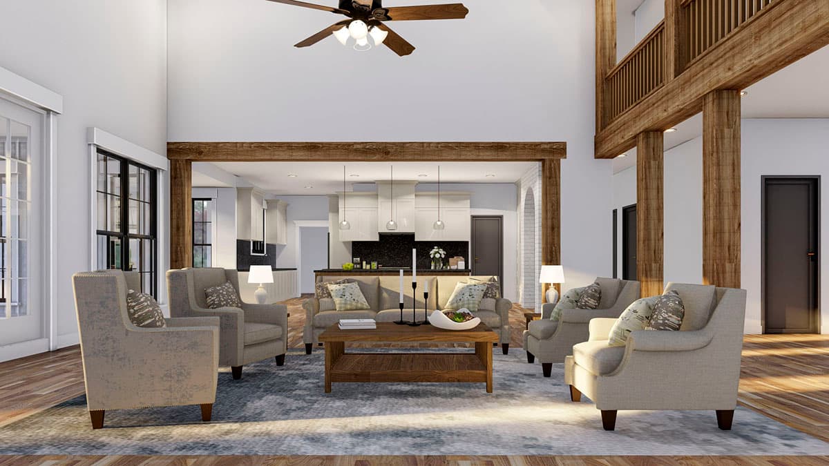 Plan 70920MK: 5-Bed Luxury Farmhouse Plan with 2-Story Great Room - 7618 Sq Ft - Image #7 - Craftsman, Farmhouse