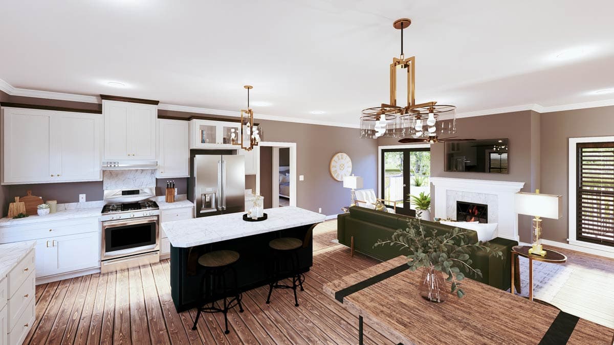 Plan 25059DH: Single-Story Country Ranch House Plan with Split-Bedroom Layout - 1404 Sq Ft - Image #6 - Country, Ranch