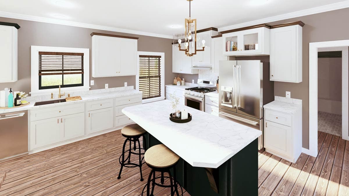 Plan 25059DH: Single-Story Country Ranch House Plan with Split-Bedroom Layout - 1404 Sq Ft - Image #7 - Country, Ranch