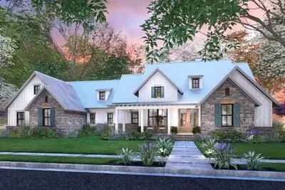 4-Bed Modern Farmhouse Plan with Bonus Room Over Garage - 2385 Sq Ft