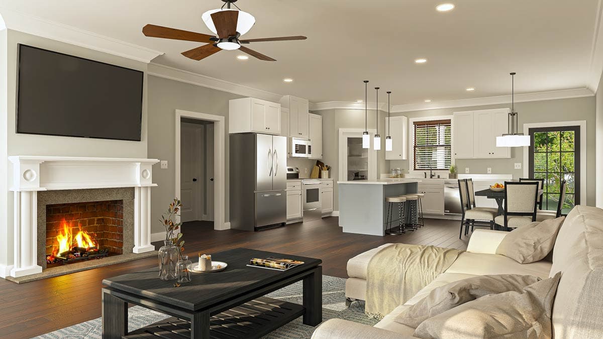 Plan 25060DH: Single-Story 3-Bedroom Country Farmhouse Plan with Split-Bedroom Layout - 1648 Sq Ft - Image #7 - Country, Farmhouse, Ranch
