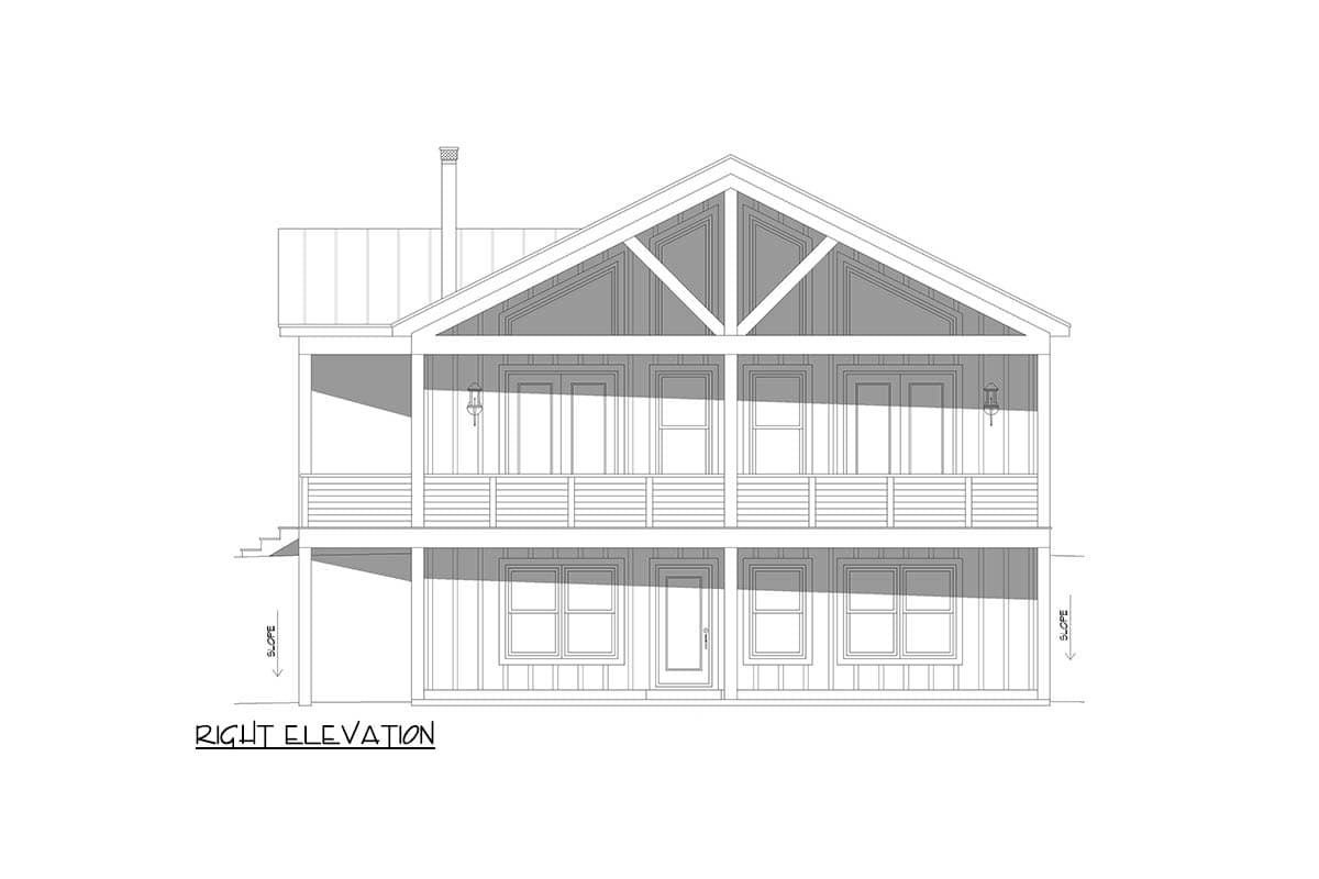 Plan 680547VR: 4-Bedroom Mountain House Plan For Side-Sloping Lot - 2924 Sq Ft - Image #5 - Mountain