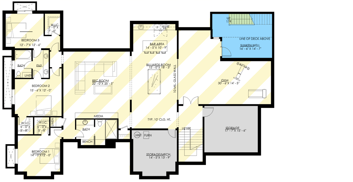 Plan 270116AF: Single-Story Transitional House Plan with Optionally Finished Lower Level - 3598 Sq Ft - Floor Plan - Optional Lower Level - Ranch, Transitional
