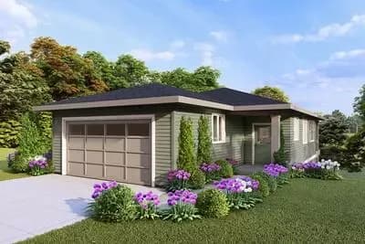 Prairie-Style Duplex House Plan with One 1 Bed Unit and One 2 Bed Unit - 2045 Sq Ft
