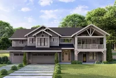 4-Bed Rustic Craftsman House Plan with Clustered Bedroom Layout - 3043 Sq Ft
