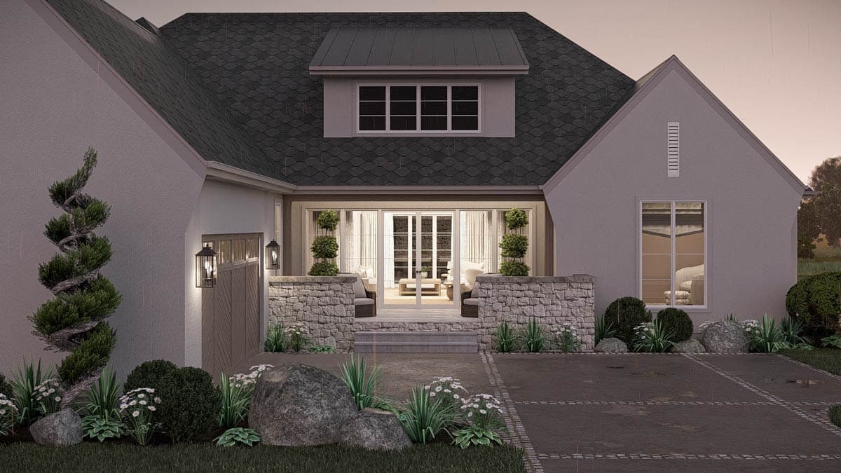 Plan 623495DJ: 3-Bed Contemporary Ranch House Plan with Split-Bedroom Layout - 2545 Sq Ft - Image #14 - Contemporary, Cottage, Ranch, Transitional