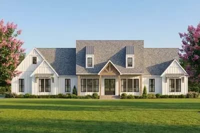 3-Bed Southern Ranch Farmhouse Plan with Home Office Under 2200 Sq Ft