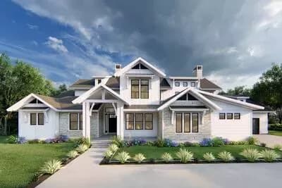 3-Bed New American House Plan with Study and Seasonal Room - 4859 Sq Ft