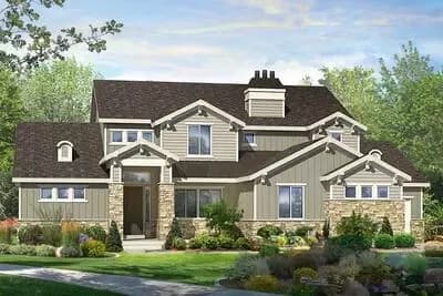 5-Bed Craftsman Northwest House Plan with Library or Study - 3100 Sq Ft