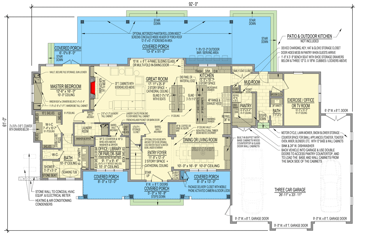 Plan 654022KNA: Flexible Modern Farmhouse Plan with 4 or 5 Bedroom Configurations - 3190 Sq Ft - Floor Plan - Main Level - Modern Farmhouse, New American