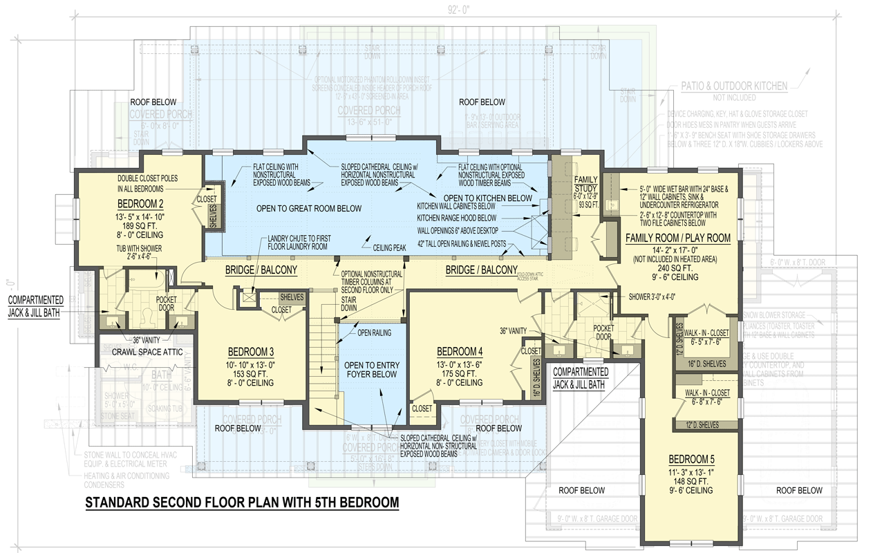 Plan 654022KNA: Flexible Modern Farmhouse Plan with 4 or 5 Bedroom Configurations - 3190 Sq Ft - Floor Plan - 2nd Floor - 5-Bed Version (included) - Modern Farmhouse, New American