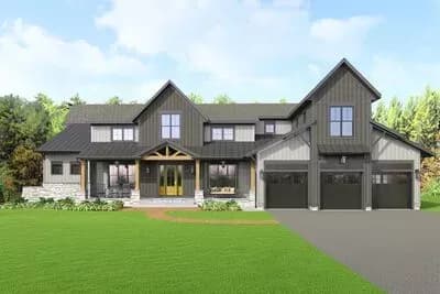 Flexible Modern Farmhouse Plan with 4 or 5 Bedroom Configurations - 3190 Sq Ft