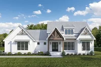 4-Bedroom New American House Plan with Outdoor Fireplace - 2255 Sq Ft