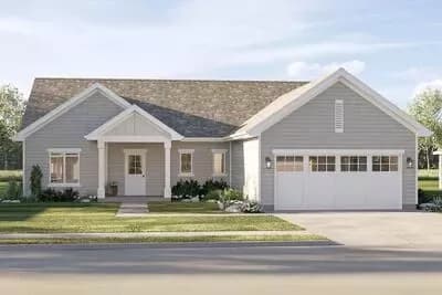Single-Story Traditional Ranch House Plan with Split-Bedroom Layout - 1584 Sq Ft