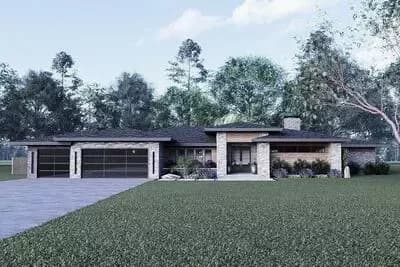 Single-Story Prairie House Plan with Vaulted Great Room - 3687 Sq Ft