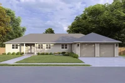 Single-Story Ranch House Plan with Family Room and Living Room Under 2500 Sq Ft