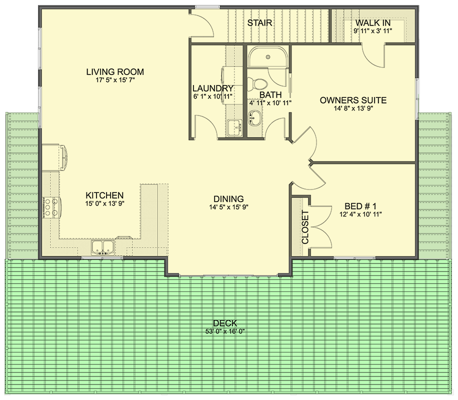 Plan 61609UT: Two-Story Garage Plan with Second Level Apartment Space - 1360 Sq Ft - Floor Plan - 2nd Floor - Carriage, Traditional