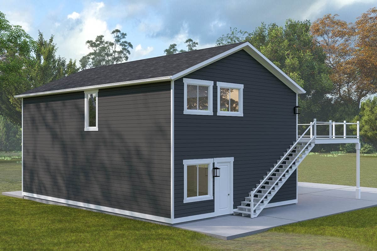 Plan 61609UT: Two-Story Garage Plan with Second Level Apartment Space - 1360 Sq Ft - Image #9 - Carriage, Traditional