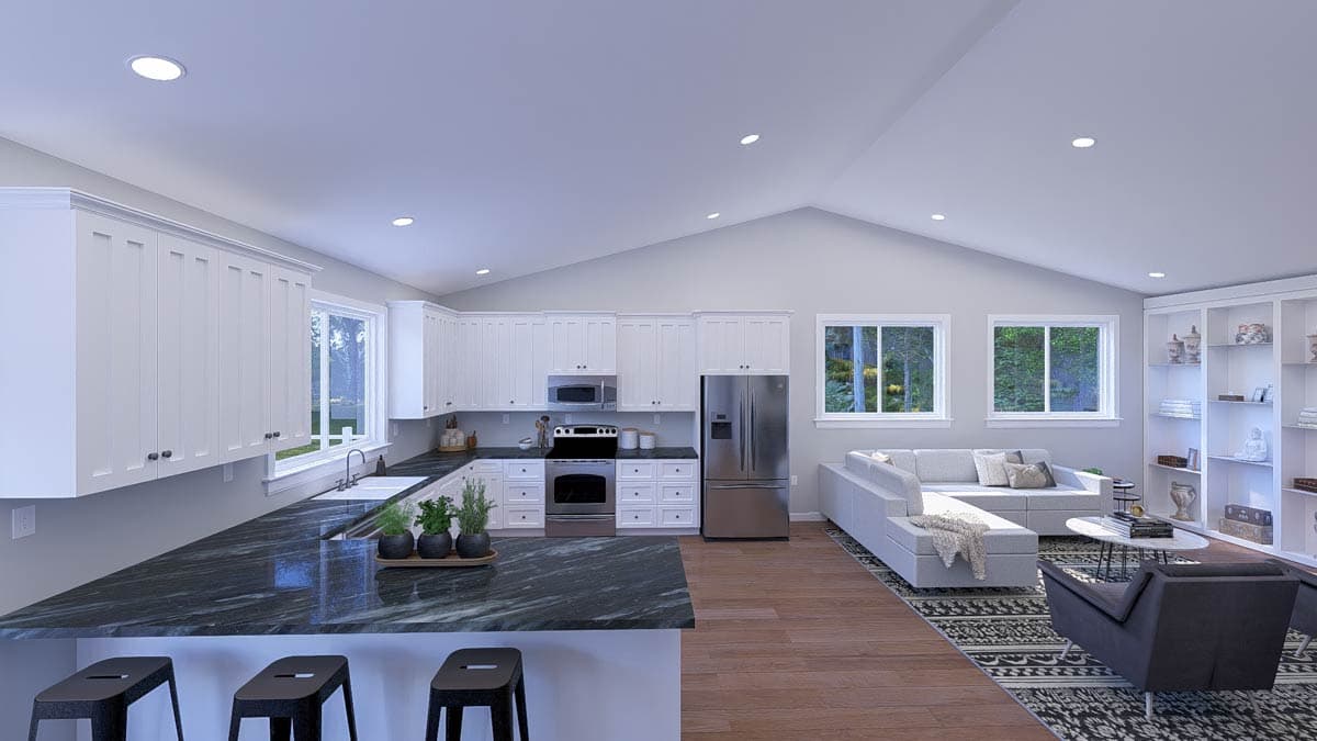 Plan 61609UT: Two-Story Garage Plan with Second Level Apartment Space - 1360 Sq Ft - Image #8 - Carriage, Traditional