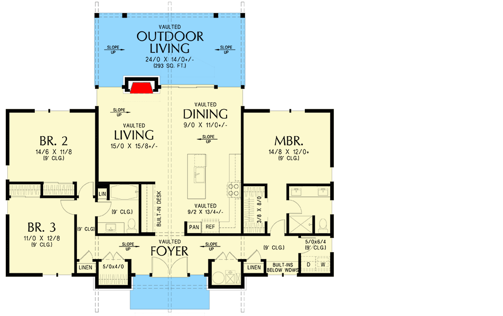 Plan 69900AM: Single-Story Contemporary Ranch House Plan with Split-Bedroom Layout - 1664 Sq Ft - Floor Plan - Main Level - Contemporary, Ranch