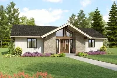 Single-Story Contemporary Ranch House Plan with Split-Bedroom Layout - 1664 Sq Ft