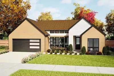 1-Story Scandinavian-Style 3-Bed House Plan with Garage Workshop