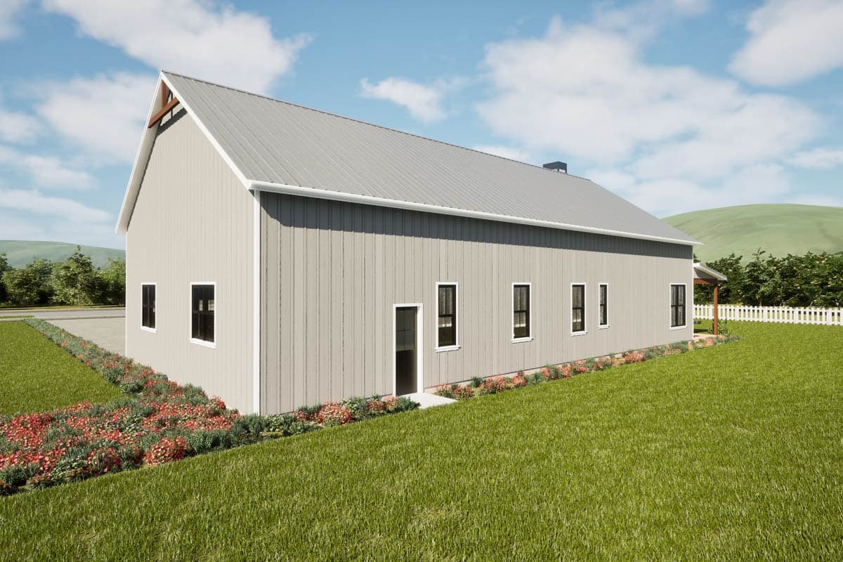 Plan 69902AM: 4-Bedroom Barndominium House Plan with 2-Story Great Room - 3379 Sq Ft - Image #6 - Barndominium, Modern Farmhouse
