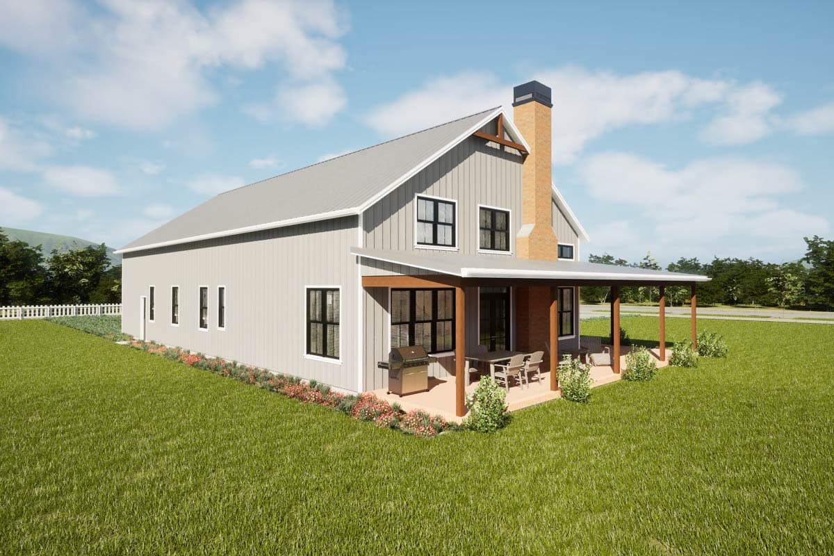 Plan 69902AM: 4-Bedroom Barndominium House Plan with 2-Story Great Room - 3379 Sq Ft - Image #7 - Barndominium, Modern Farmhouse