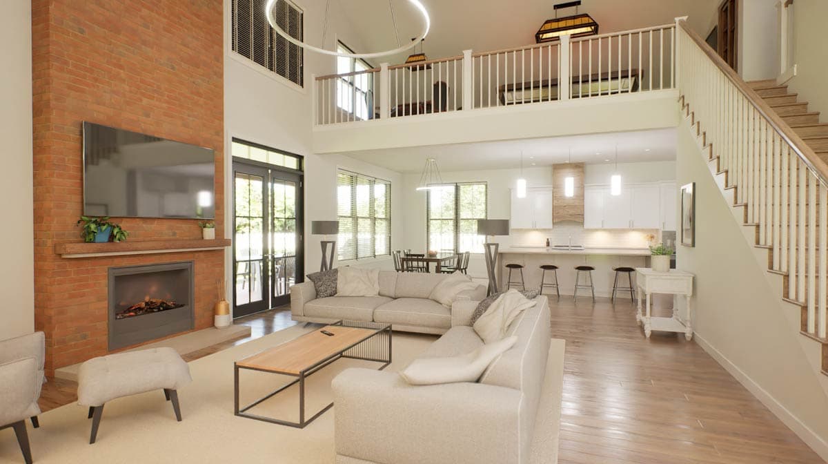 Plan 69902AM: 4-Bedroom Barndominium House Plan with 2-Story Great Room - 3379 Sq Ft - Image #10 - Barndominium, Modern Farmhouse