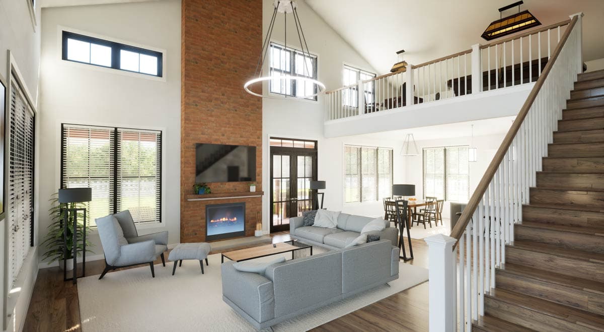 Plan 69902AM: 4-Bedroom Barndominium House Plan with 2-Story Great Room - 3379 Sq Ft - Image #11 - Barndominium, Modern Farmhouse